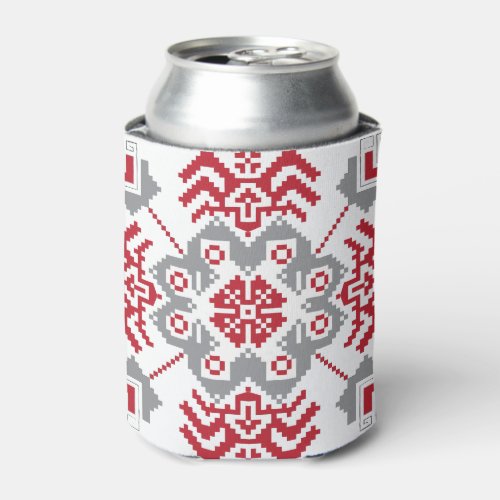 Latvian Auseklis Folk art geometric medallion Can Cooler