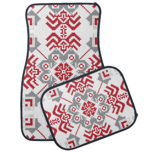 Latvian Auseklis Folk art geometric medallion Car Mat