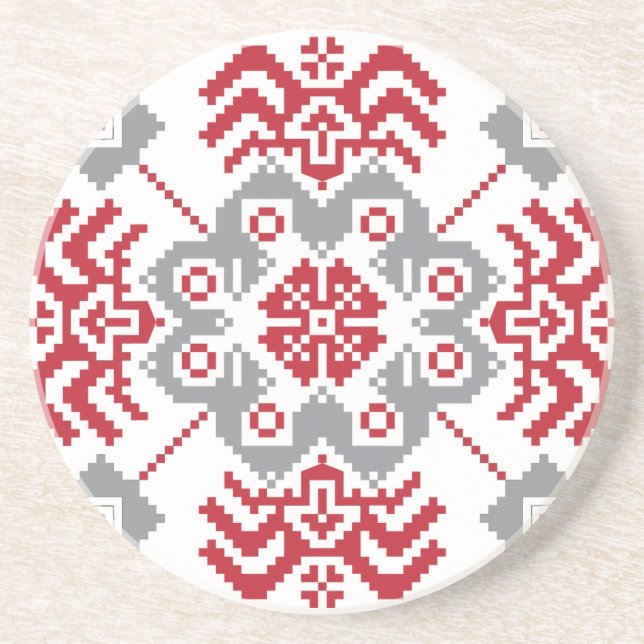 Latvian Auseklis Folk art geometric medallion Drink Coaster (Front)