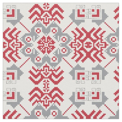 Latvian Auseklis Folk art geometric medallion Fabric
