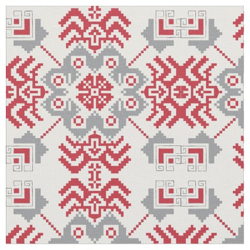 Latvian Auseklis Folk art geometric medallion Fabric