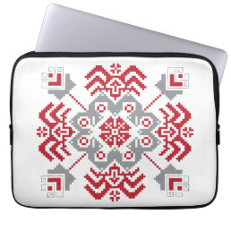 Latvian Auseklis Folk art geometric medallion Laptop Sleeve