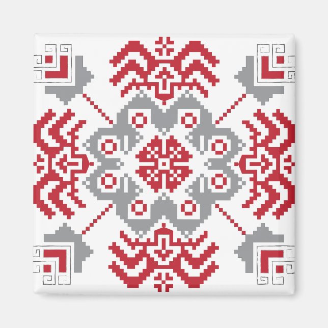 Latvian Auseklis Folk art geometric medallion Magnet (Front)