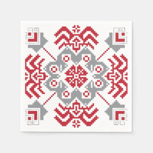 Latvian Auseklis Folk art geometric medallion Napkins