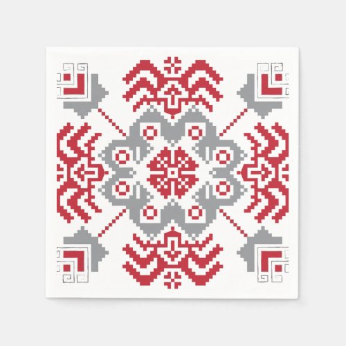 Latvian Auseklis Folk art geometric medallion Napkins
