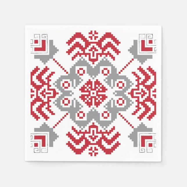Latvian Auseklis Folk art geometric medallion Napkins (Front)