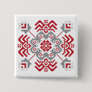 Latvian Auseklis Folk art geometric medallion Pinback Button