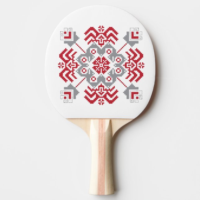 Latvian Auseklis Folk art geometric medallion Ping-Pong Paddle (Front)