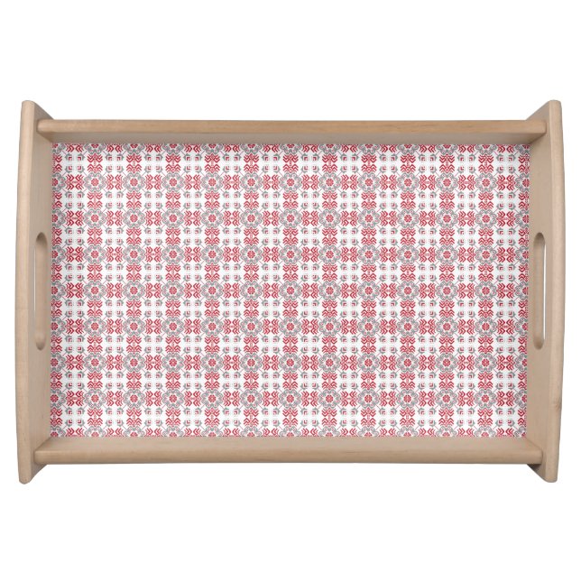 Latvian Auseklis Folk art geometric medallion Serving Tray (Front)