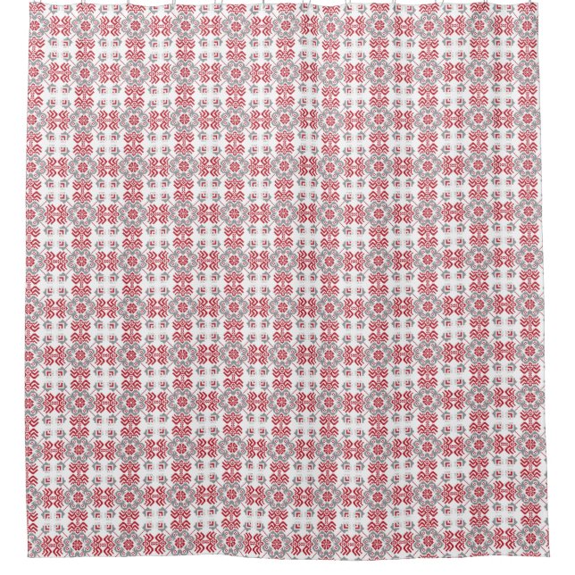 Latvian Auseklis Folk art geometric medallion Shower Curtain (Front)