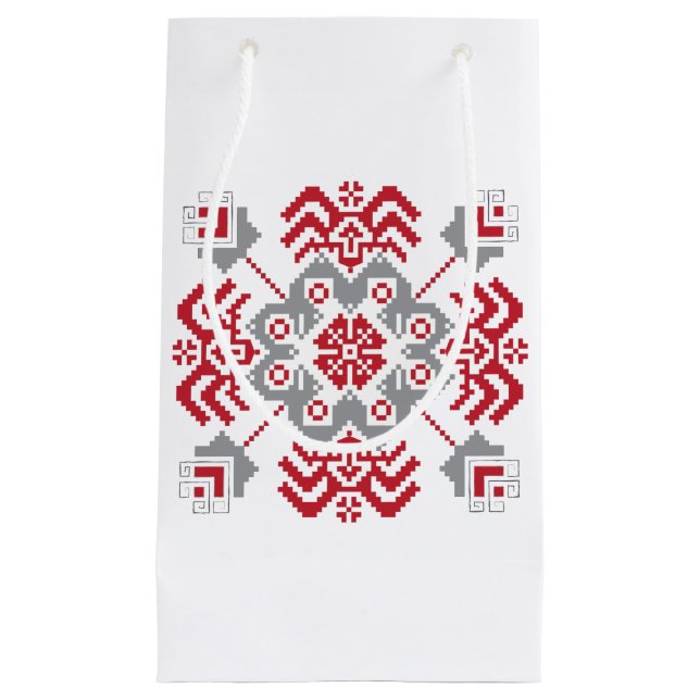 Latvian Auseklis Folk art geometric medallion Small Gift Bag (Front)