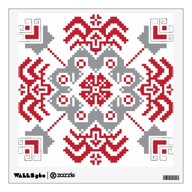 Latvian Auseklis Folk art geometric medallion Wall Sticker (Front)