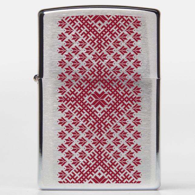 Latvian belt traditional belt folk pattern zippo lighter (Front)