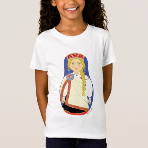 Latvian Blonde Matryoshka Girls T_Shirt