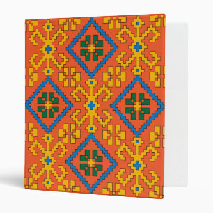 Latvian Ethnic orange blue folk art from Alsunga Binder