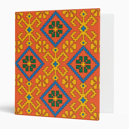 Latvian Ethnic orange blue folk art from Alsunga Binder