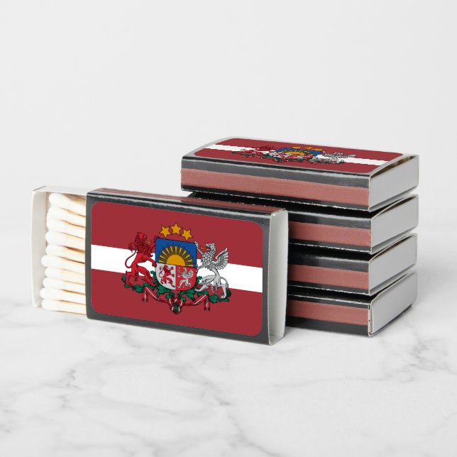 Latvian Flag & Coat of Arms, Flag of Latvia Matchboxes (Stacked)