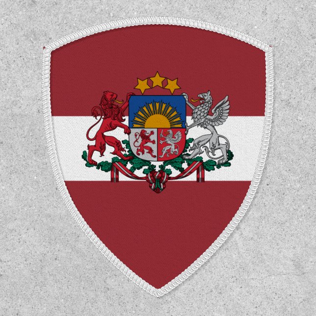 Latvian Flag & Coat of Arms, Flag of Latvia Patch (Front)