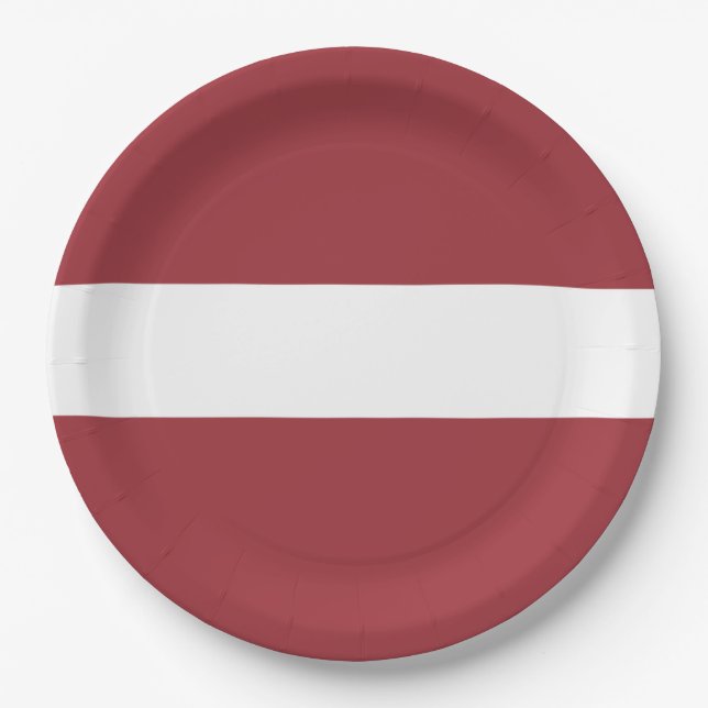 Latvian Flag (Latvia) Paper Plates (Front)