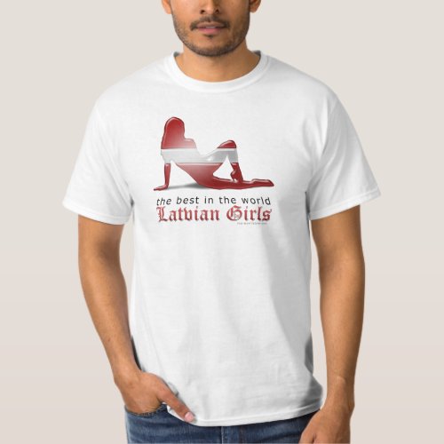 Latvian Girl Silhouette Flag T_Shirt