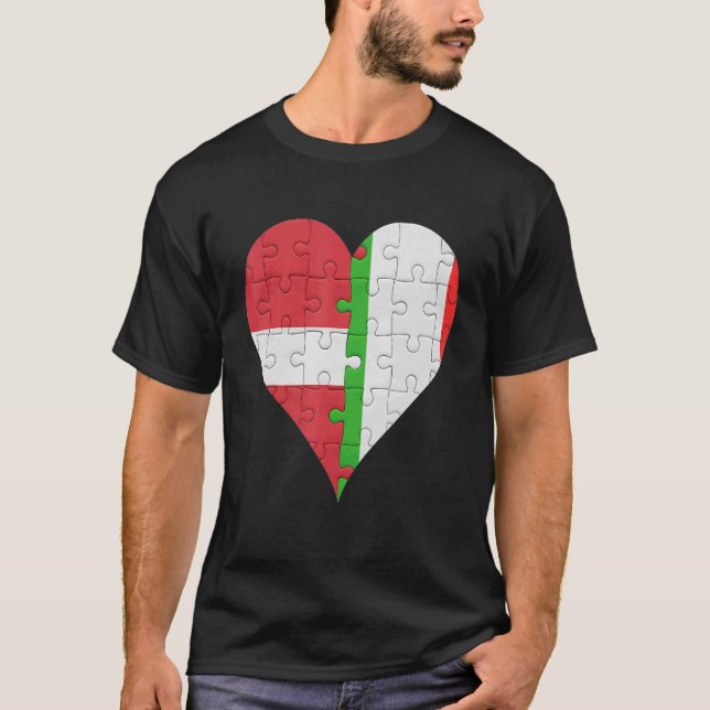 Latvian Italian Flag Heart T-Shirt (Front)