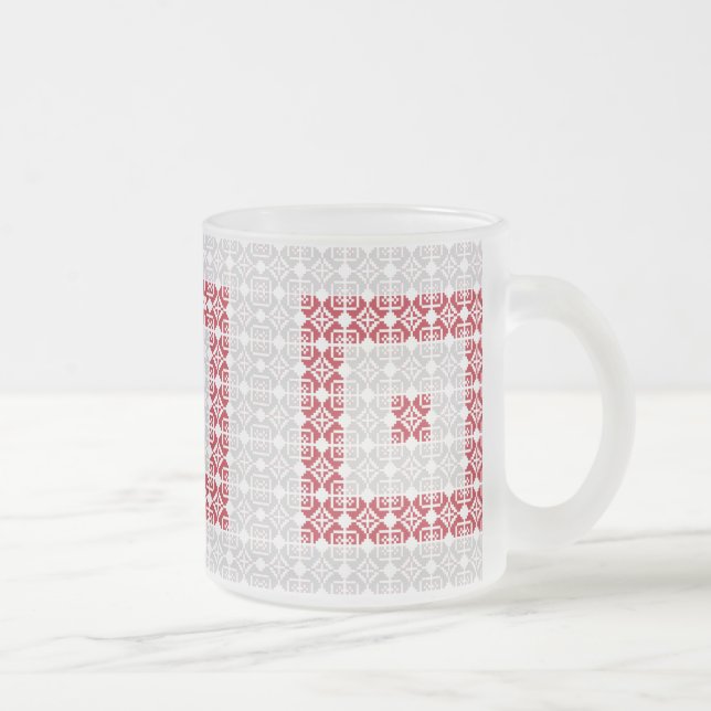 Latvian Morning SUN geometric pattern I Frosted Glass Coffee Mug (Right)