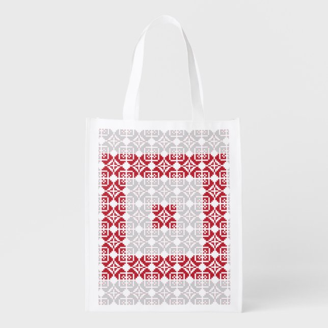 Latvian Morning SUN geometric pattern I Reusable Grocery Bag (Front)