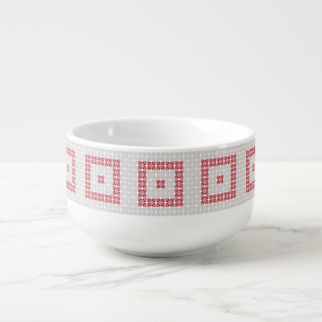 Latvian Morning SUN geometric pattern I Soup Mug (Front)