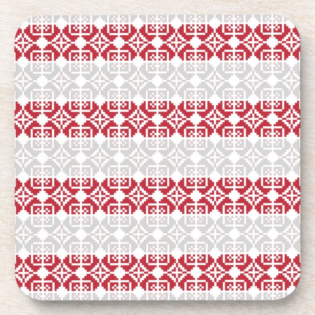 Latvian Morning SUN geometric pattern II Beverage Coaster (Front)