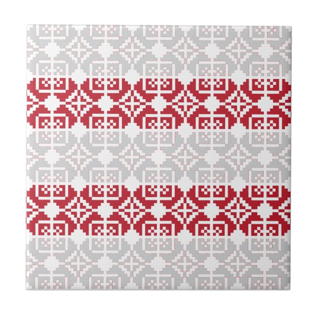Latvian Morning SUN geometric pattern II Ceramic Tile (Front)