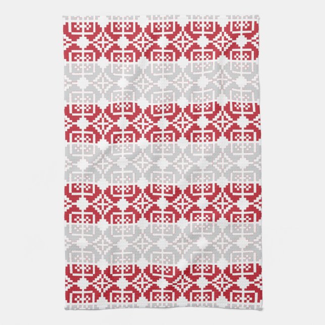 Latvian Morning SUN geometric pattern II Kitchen Towel (Vertical)