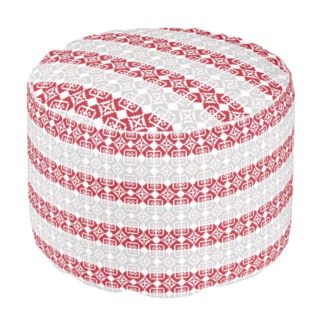 Latvian Morning SUN geometric pattern II Pouf (Angled Front)