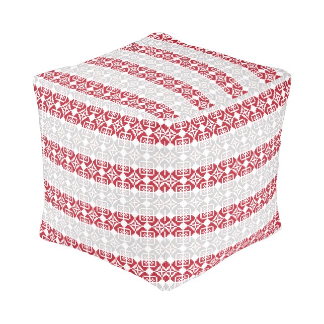 Latvian Morning SUN geometric pattern II Pouf (Angled Front)
