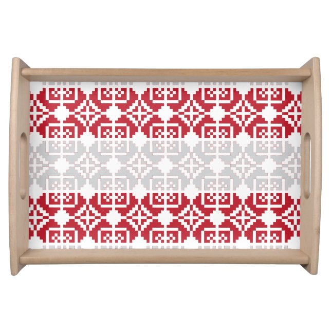 Latvian Morning SUN geometric pattern II Serving Tray (Front)