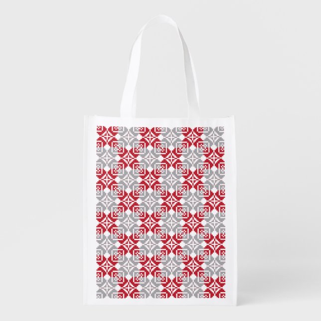 Latvian Morning SUN geometric pattern III Grocery Bag (Front)