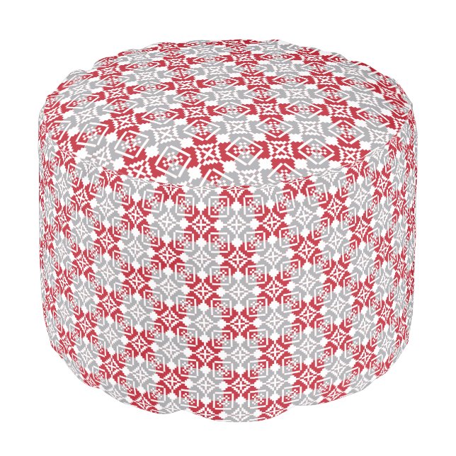 Latvian Morning SUN geometric pattern III Pouf (Angled Front)
