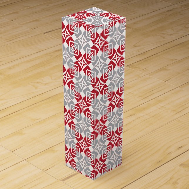 Latvian Morning SUN geometric pattern III Wine Gift Box (Front)