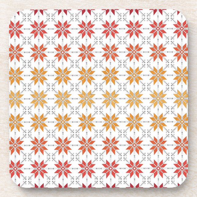 Latvian Morning SUN geometric pattern IV Coaster (Front)