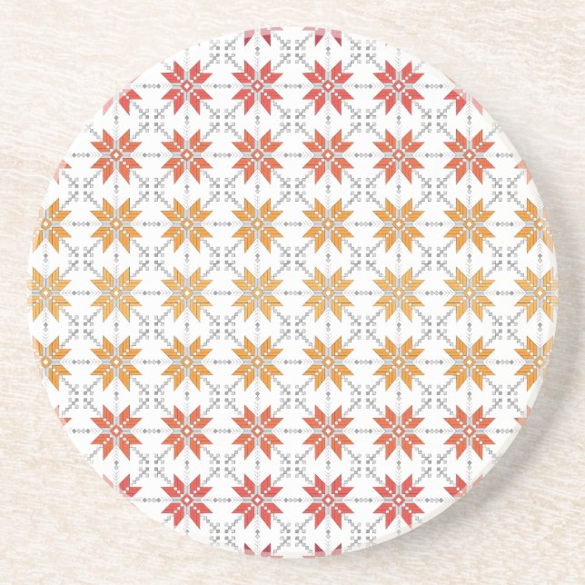 Latvian Morning SUN geometric pattern IV Drink Coaster (Front)