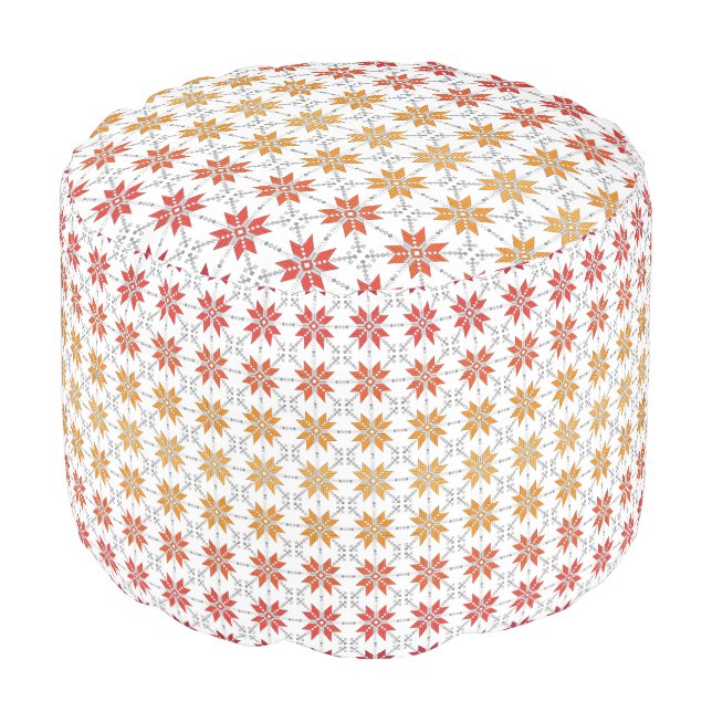 Latvian Morning SUN geometric pattern IV Pouf (Angled Front)