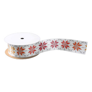 Latvian Morning SUN geometric pattern IV Satin Ribbon