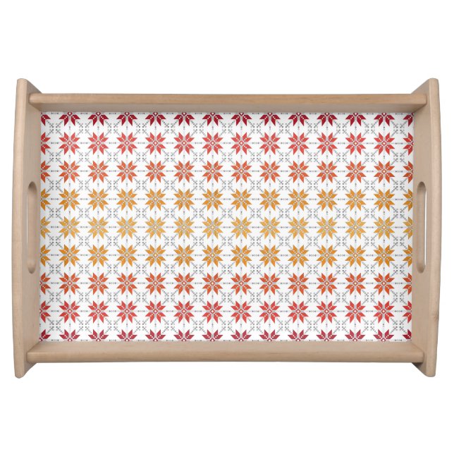 Latvian Morning SUN geometric pattern IV Serving Tray (Front)