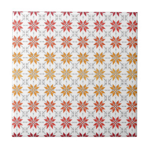 Latvian Morning SUN geometric pattern IV Tile