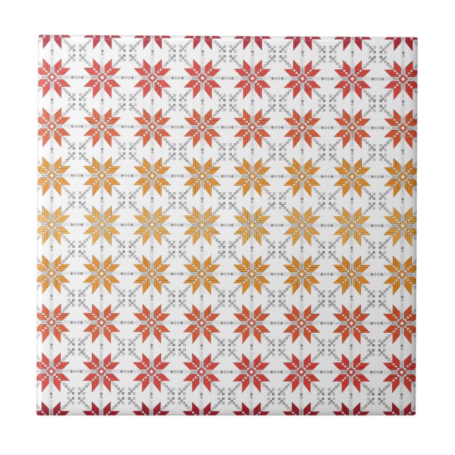 Latvian Morning SUN geometric pattern IV Tile (Front)