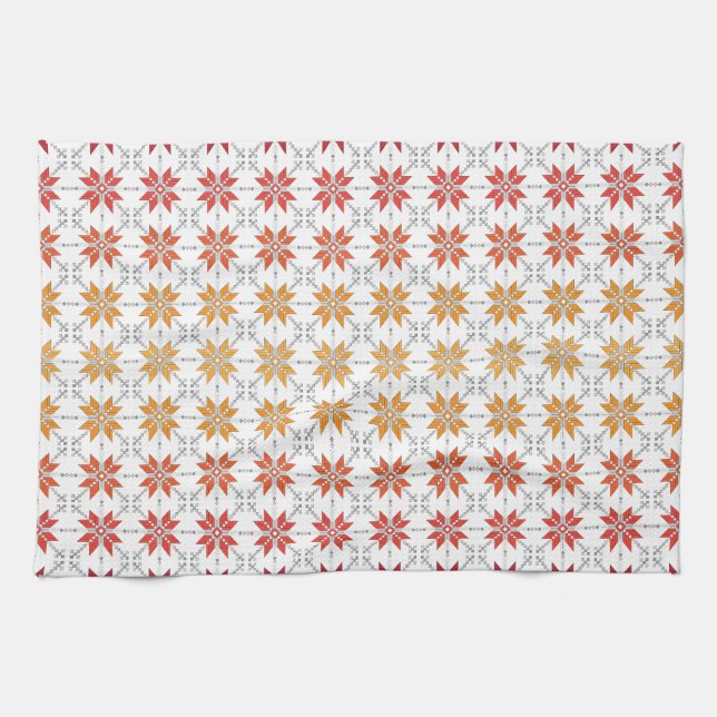 Latvian Morning SUN geometric pattern IV Towel (Horizontal)