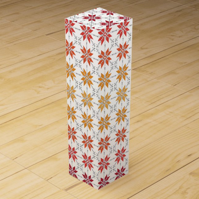 Latvian Morning SUN geometric pattern IV Wine Gift Box (Front)