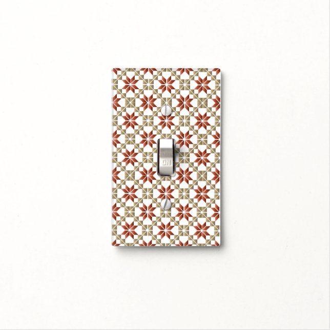 Latvian Morning SUN geometric pattern IX Light Switch Cover (In Situ)