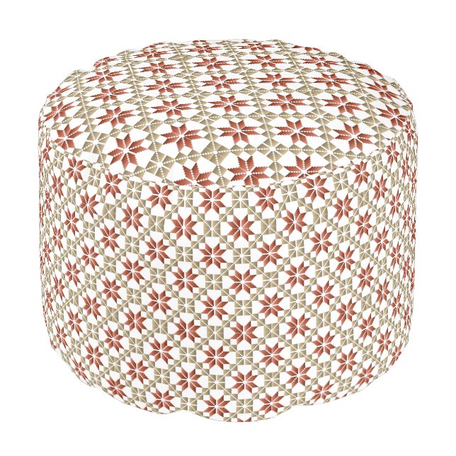 Latvian Morning SUN geometric pattern IX Pouf (Angled Front)