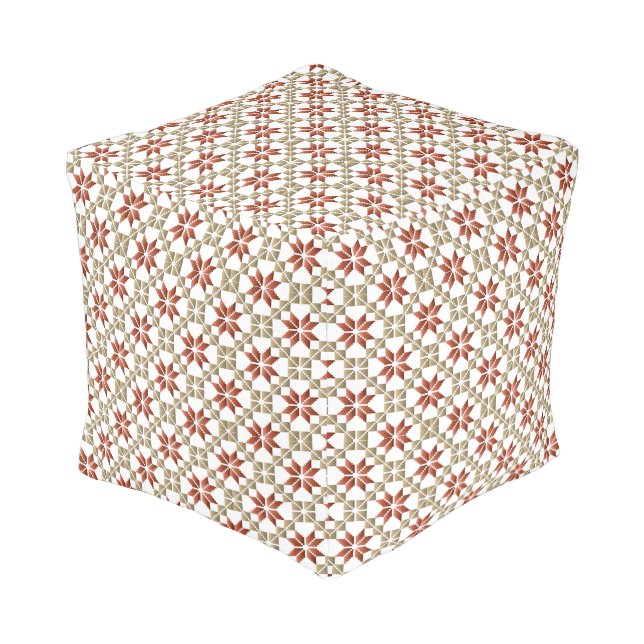 Latvian Morning SUN geometric pattern IX Pouf (Angled Front)