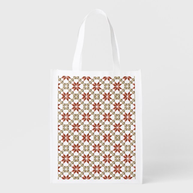 Latvian Morning SUN geometric pattern IX Reusable Grocery Bag (Front)